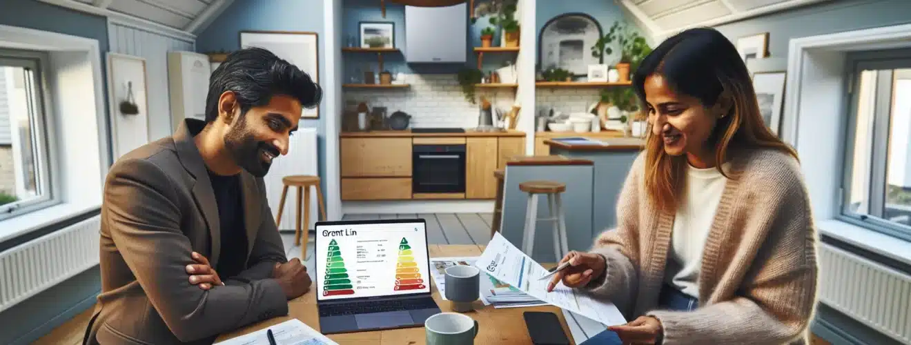 Norwegian couple reviews green loan with banker solar panels and ev visible