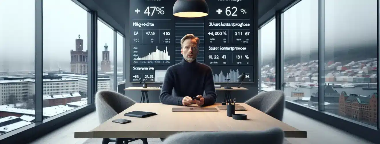 Norwegian executives review liquidity dashboards and plans in an oslo office winter scene